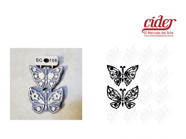 SELLOS SC158/MARIPOSAS x2 7cm 2 unidades - IND DEL ARTE / CORTE LASER