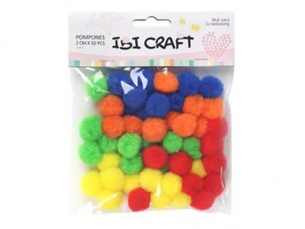 POMPONES IBI 20mm 50pcs COLOR BASICO SUR - IBICO