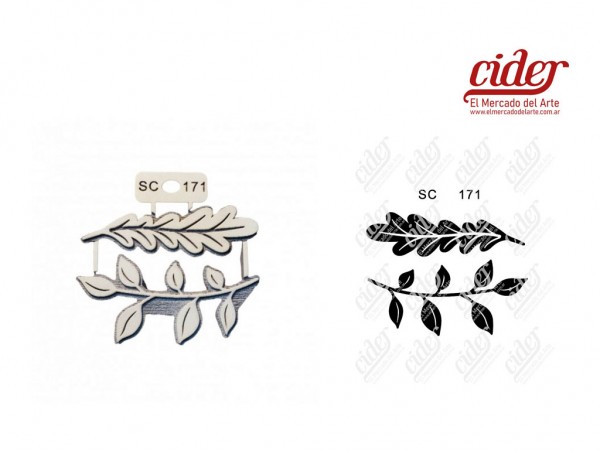 SELLOS SC171/PLANTAS N2 10cm 2 unidades - IND DEL ARTE / CORTE LASER