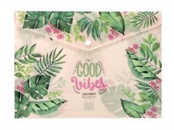 SOBRE CON BOTON A4 PLASTICO GOOD VIBES - IBICO