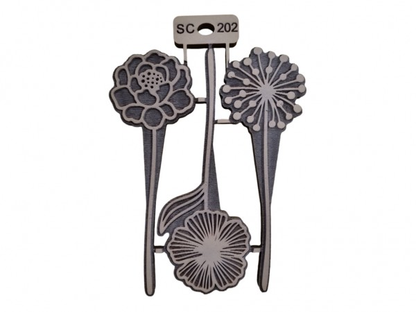 SELLOS SET FLORES X 16 CM  3 UNID - IND DEL ARTE / CORTE LASER