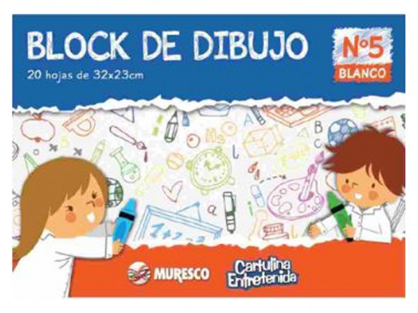 BLOCK DIBUJO ESCOLAR BLANCO N5 23x32 20H - MURESCO