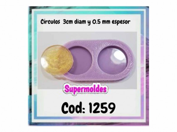 MOLDES SILICONA CIRCULOS 2u 3cm 5mm - SUPERMOLDES