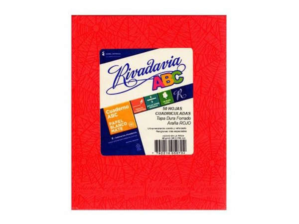 CUADERNO ABC RIVADA 19x23,5 50H CUAD ROJ - LIBRERIA