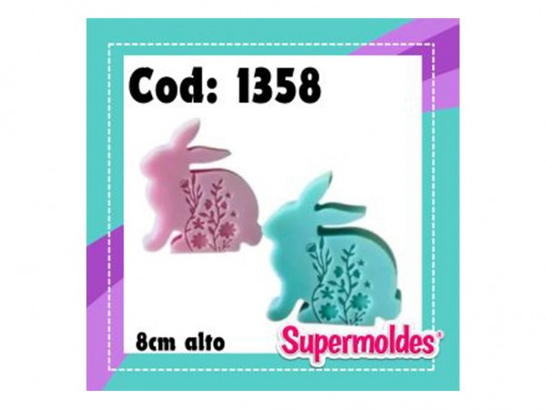MOLDES SILICONA CONEJO CON FLOR 8 X 7.5 - SUPERMOLDES