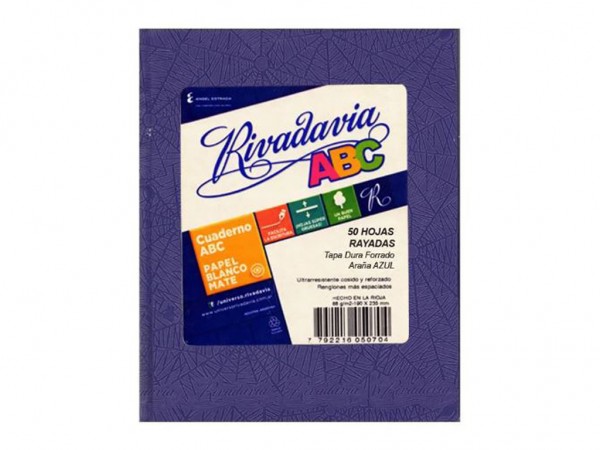 CUADERNO ABC RIVADA 19x23.5 50H RAY AZUL - LIBRERIA