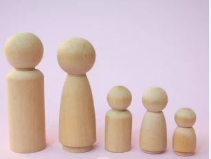 MUÑECOS MADERA MUJER 9cm ALTO - MADERAS TORNEADAS