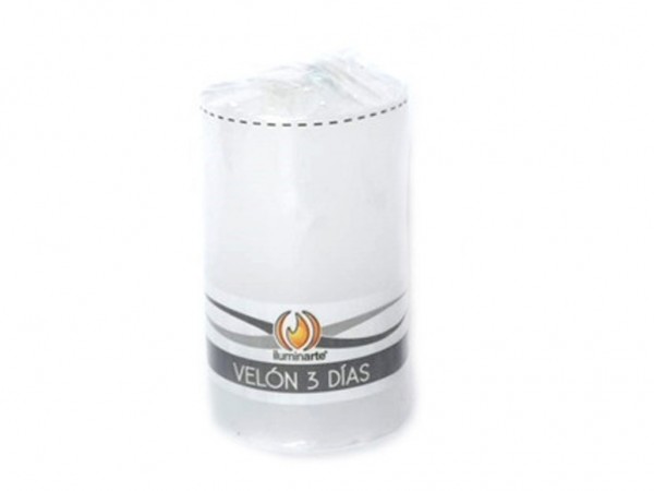 VELON 3 DIAS ILUMINARTE 8cm BLANCO - VELAS DE LOS MILAGROS