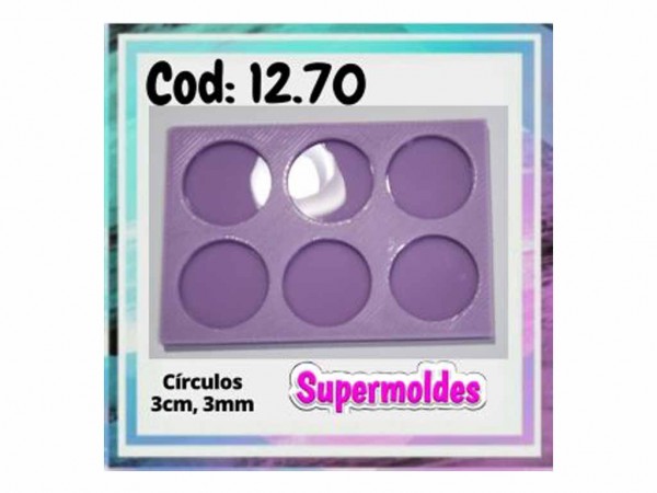 MOLDES SILICONA CIRCULOS 6u 3cm 3mm - SUPERMOLDES