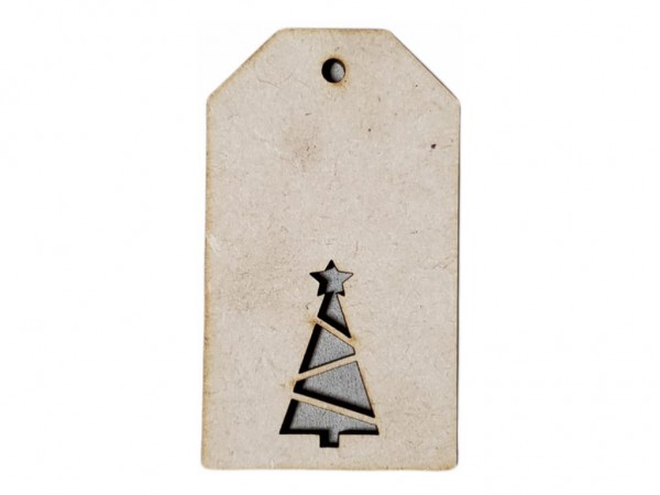 ETIQUETAS MDF NAVIDAD PINO 5x9cm 3mm - IND DEL ARTE / CORTE LASER