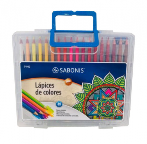 LAPICES COLOR x36 LARGOS ESTUCHE C/SAC S - SABONIS