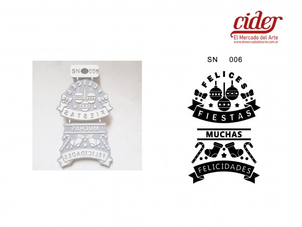 SELLOS SN006/FELICES FIESTAS N2 6x9cm - IND DEL ARTE / CORTE LASER
