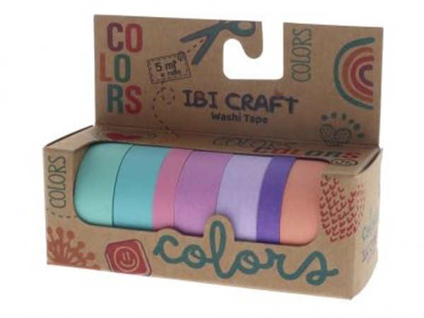 WASHI TAPE BOX 7 ROLLOS 5mt c/u PASTEL - IBICO