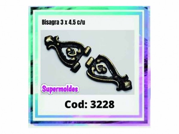 MOLDES RESINA BISAGRA 2 PIEZAS 3X4.5 C/U - SUPERMOLDES