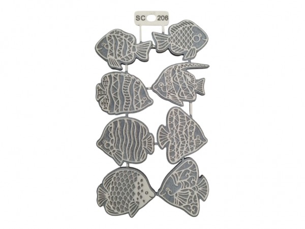 SELLOS SET PECES X 8 UNIDADES (7CM) - IND DEL ARTE / CORTE LASER