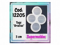 MOLDES RESINA TAGS GRACIAS 4 DIFER 3cm