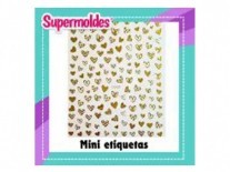 MINI ETIQUETAS AUTOADHE CORAZON ORO