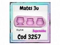 MOLDES SILICONA MATES 3 Un 1.5 Y 2 cm